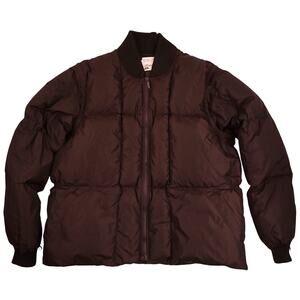 Vtg Sears Fieldmaster Down Coat XLT Puffer Jacket XL Tall 70s 80s Brown Outdoor